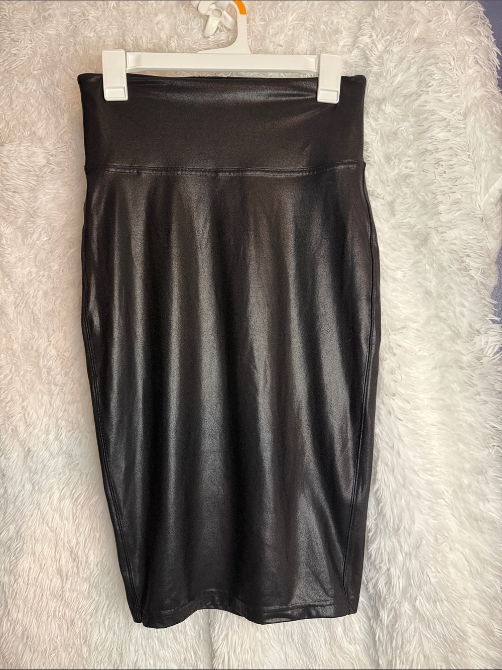 SPANX Faux Leather Black High-Waist Pencil Skirt